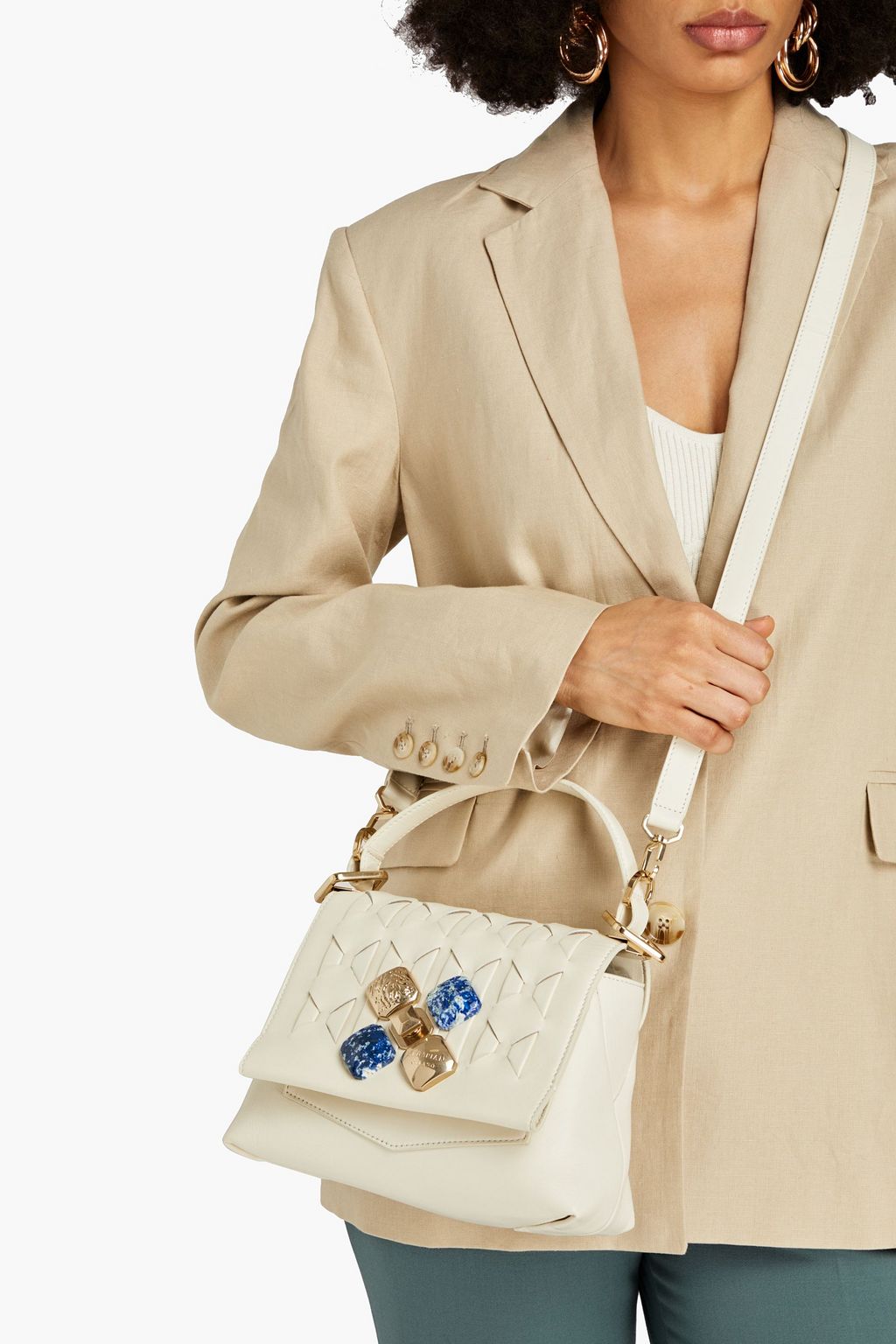 SERAPIAN 1928 small embellished woven leather tote