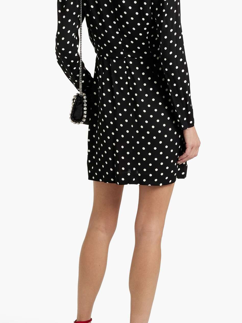 wrap-effect polka-dot crepe mini dress