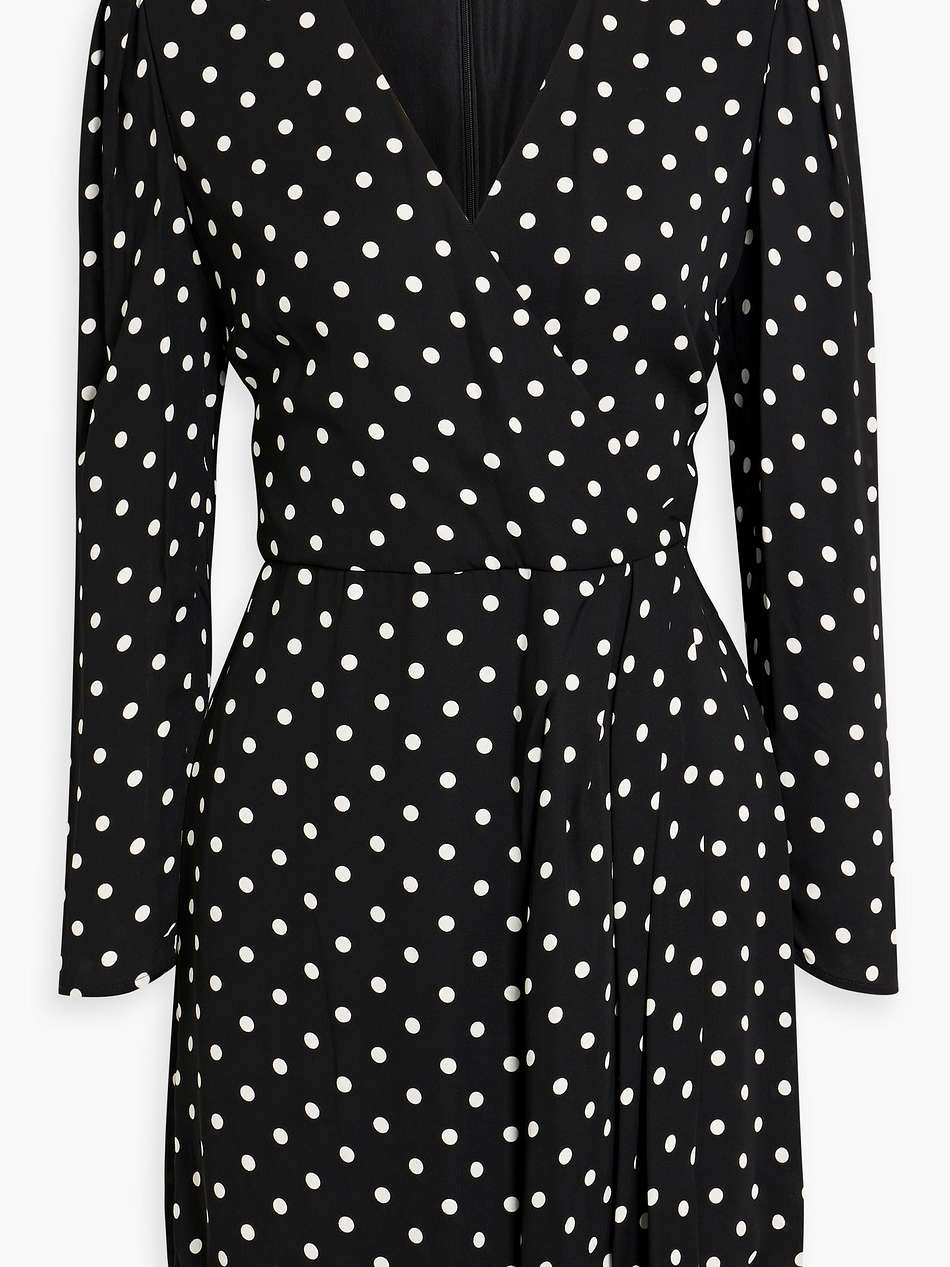 wrap-effect polka-dot crepe mini dress