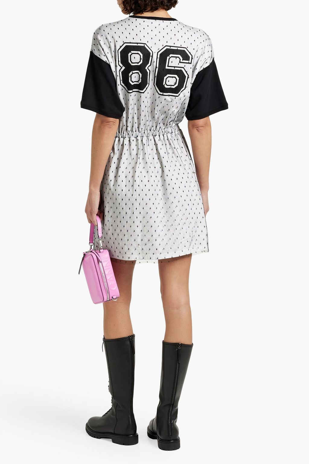 REDVALENTINO Printed point d'esprit and cotton-jersey mini dress