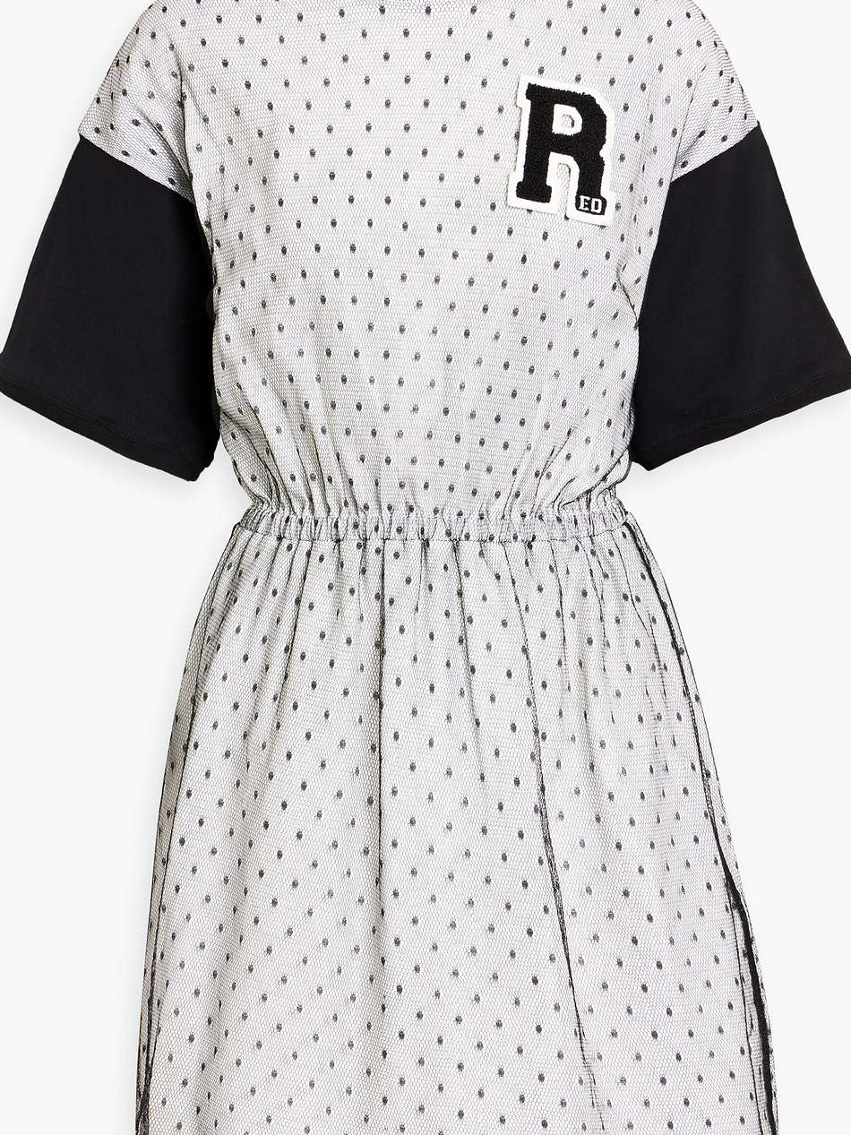printed point d'esprit and cotton-jersey mini dress