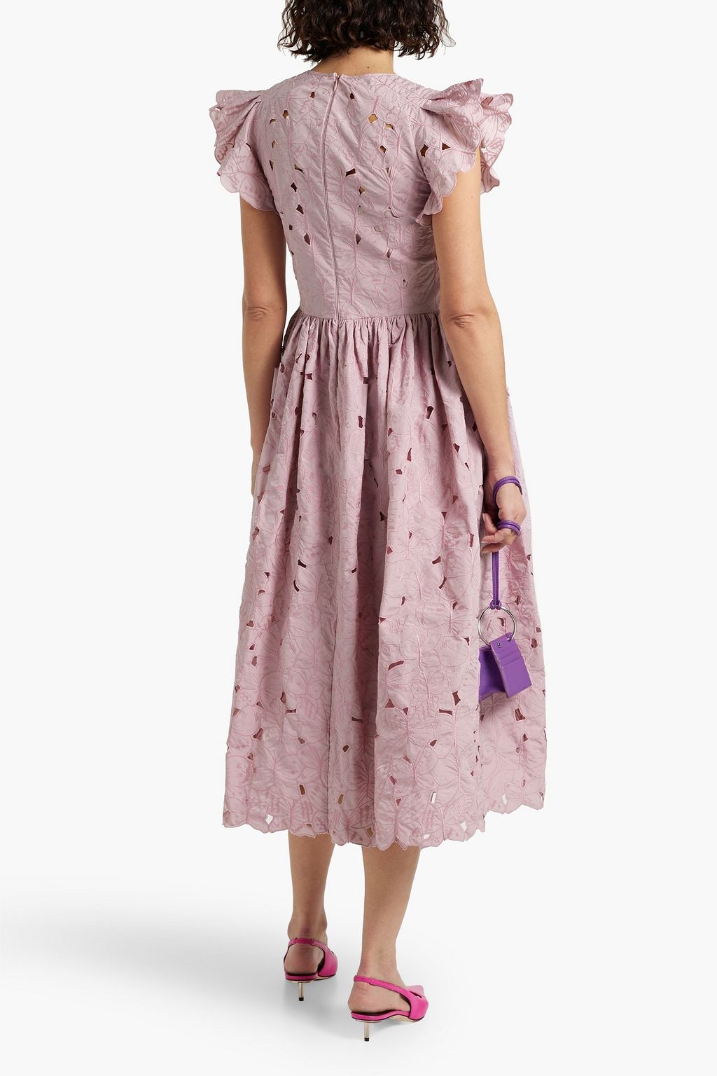 REDVALENTINO Ruffled broderie anglaise midi dress