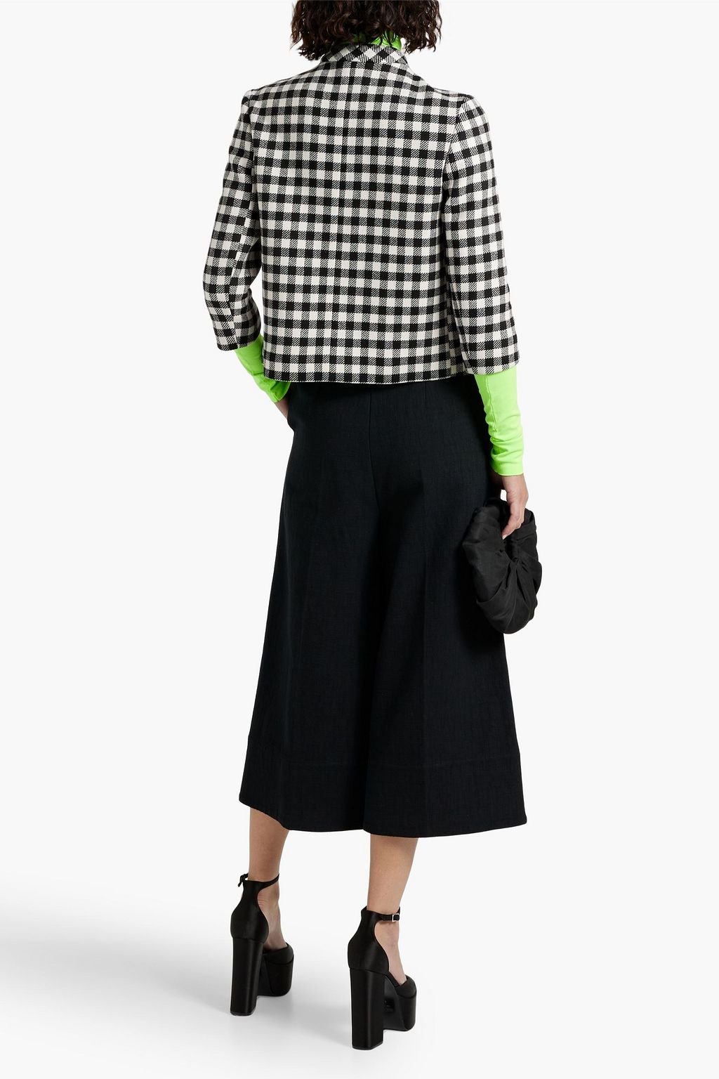 REDVALENTINO Bow-detailed gingham wool-blend jacket