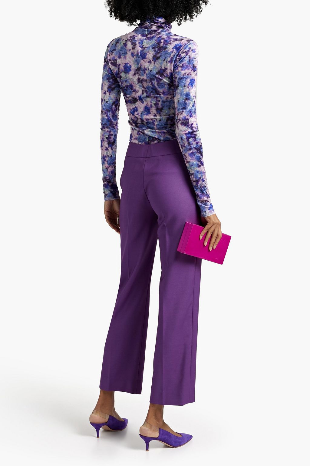 OSCAR DE LA RENTA Grain de poudre wool and mohair-blend straight-leg pants