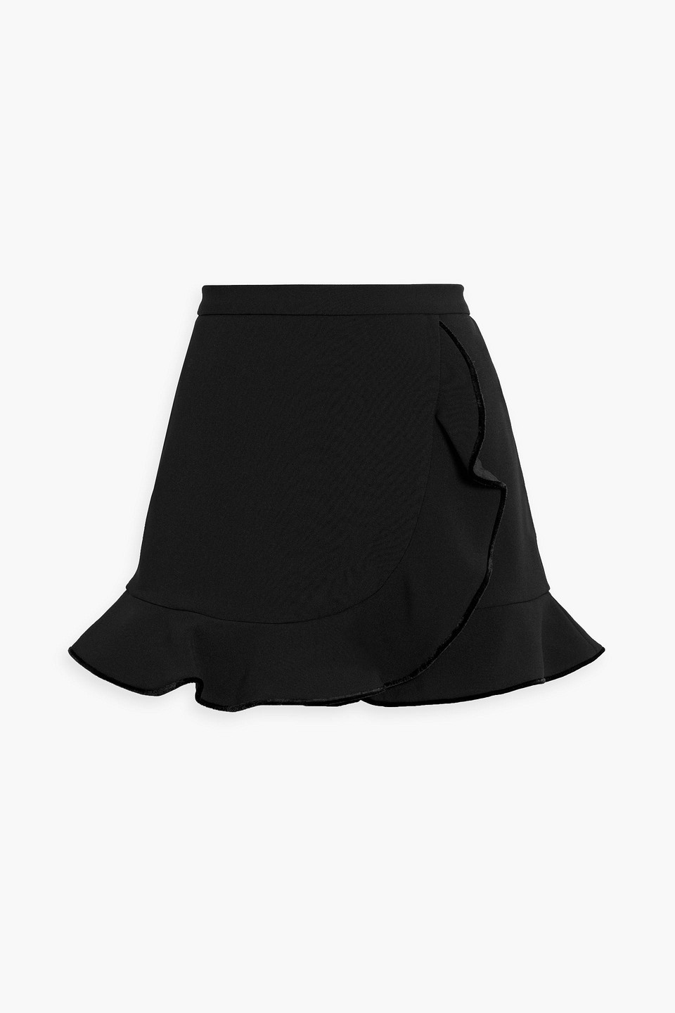 Red Valentino Skirt-effect Ruffled Crepe Shorts In Black