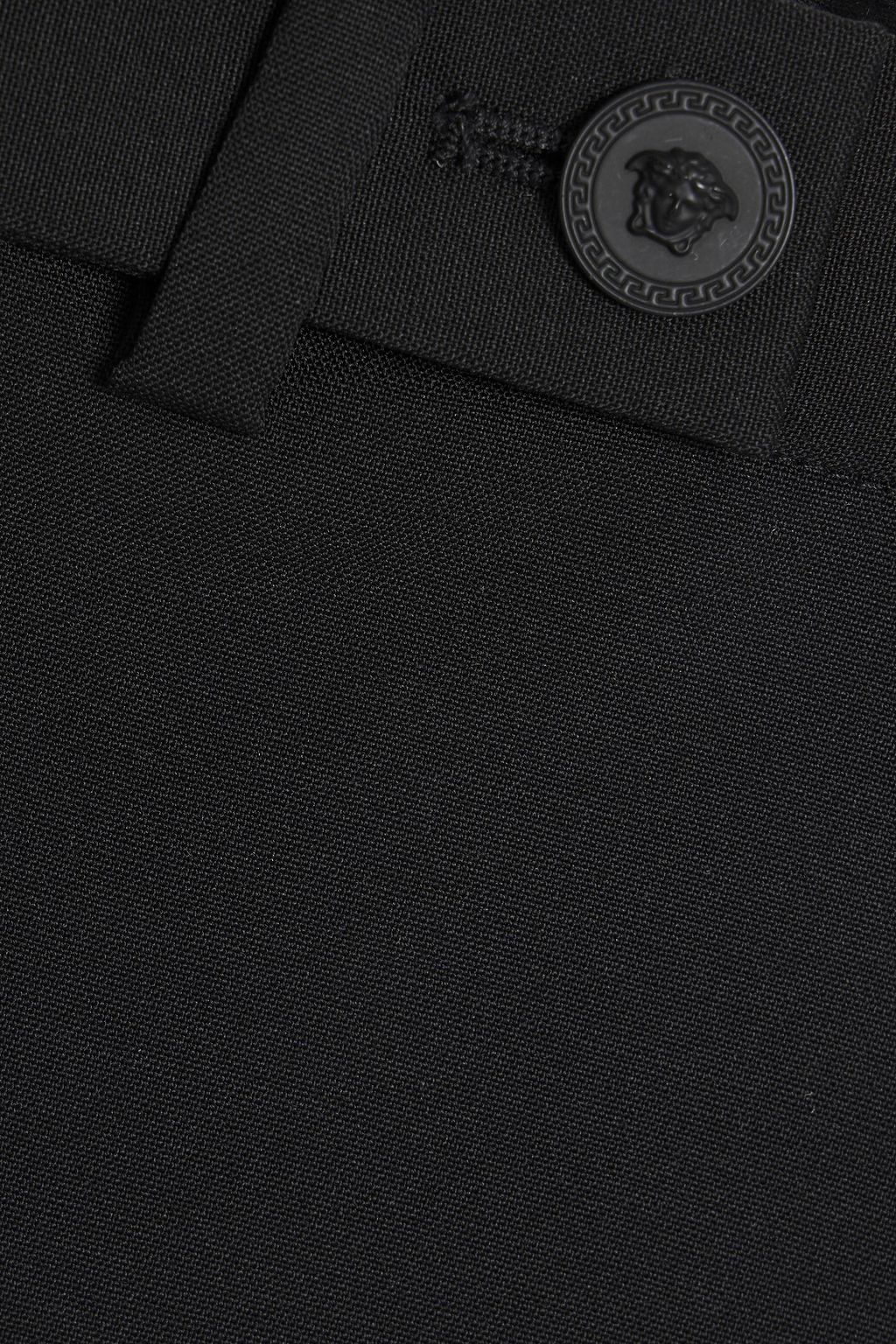 VERSACE Silk jacquard-paneled grain de poudre wool-blend flared pants