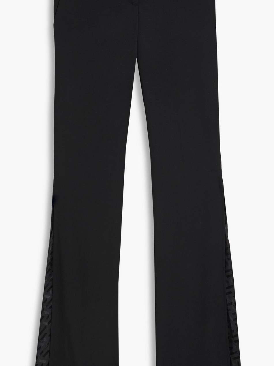 silk jacquard-paneled grain de poudre wool-blend flared pants