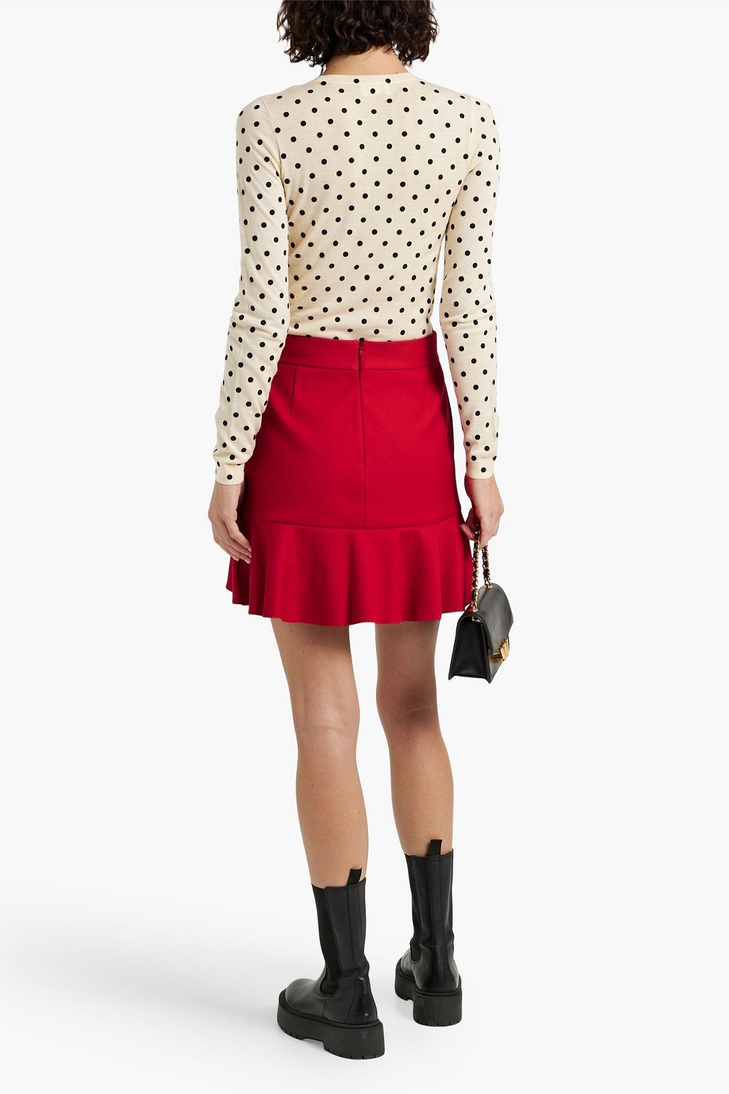 REDVALENTINO Wrap-effect ruffled twill mini skirt
