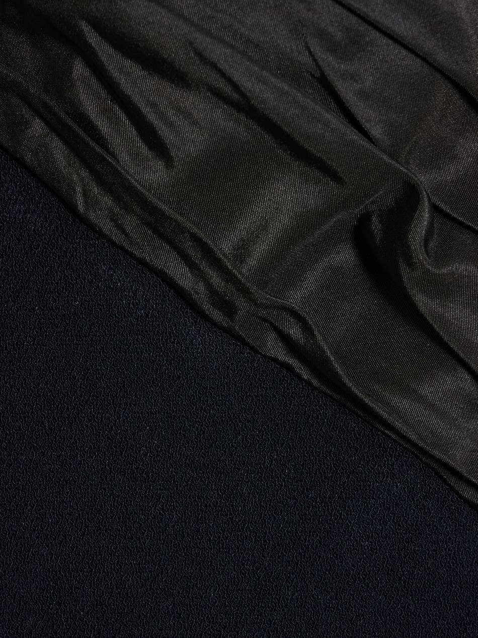 strapless bow-embellished silk-taffeta and stretch-knit dress