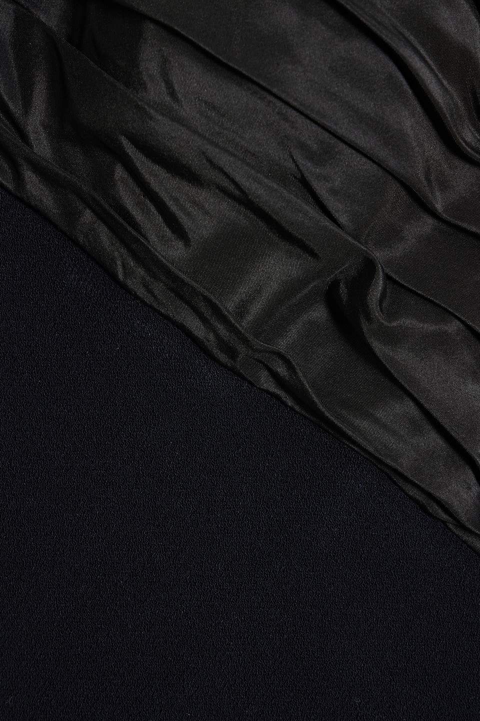 Oscar De La Renta Bow-embellished Silk-taffeta And Stretch-knit Dress In Midnight Blue