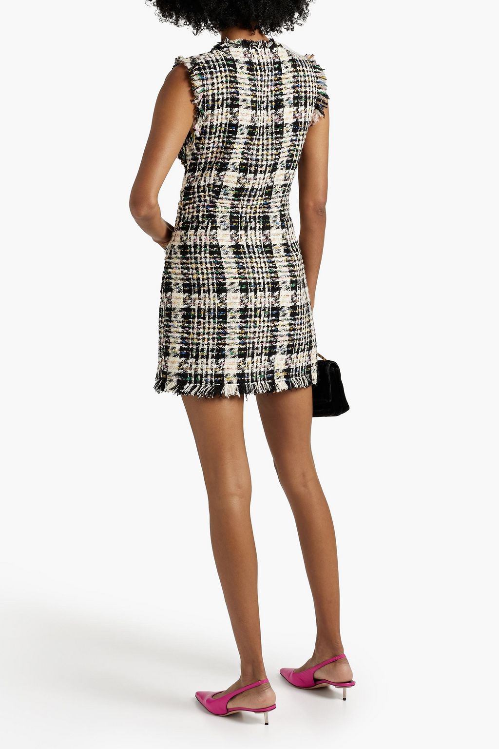 OSCAR DE LA RENTA Embellished metallic bouclé-tweed mini dress