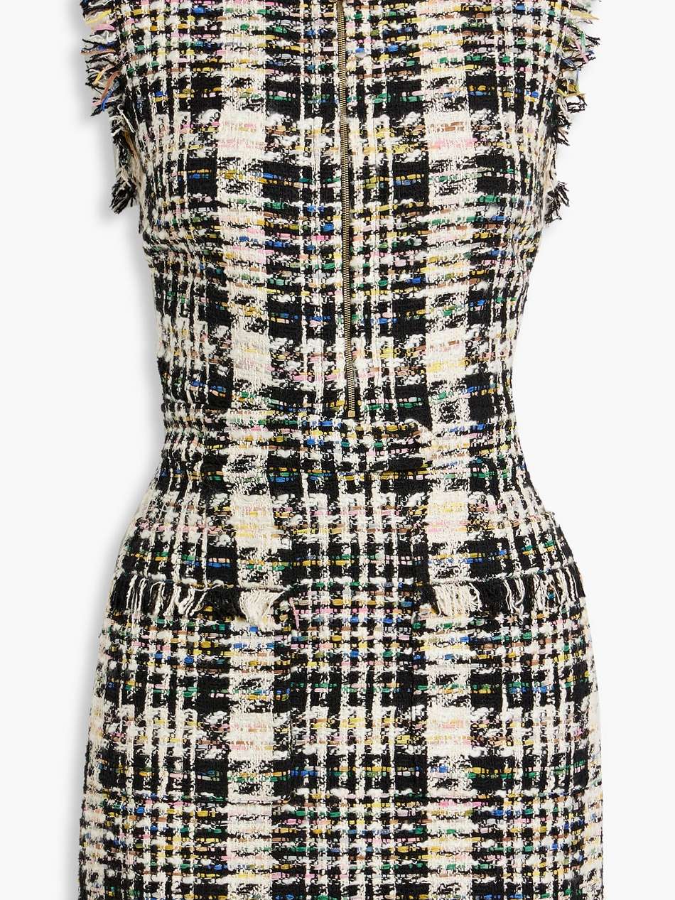 embellished metallic bouclé-tweed mini dress
