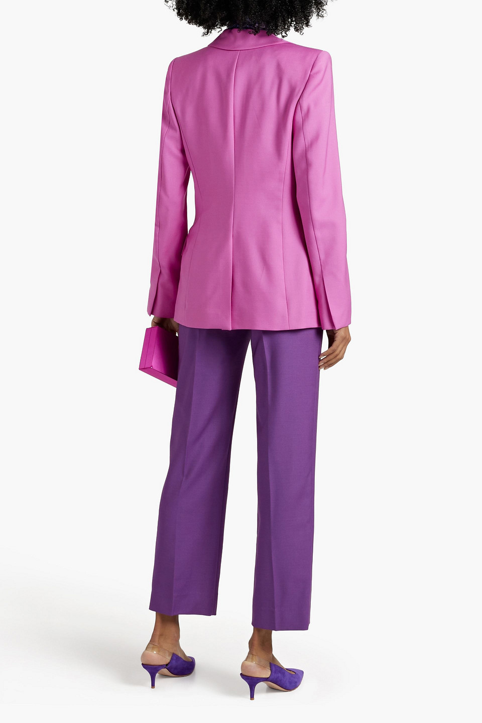 Shop Oscar De La Renta Wool And Mohair-blend Blazer In Bright Pink