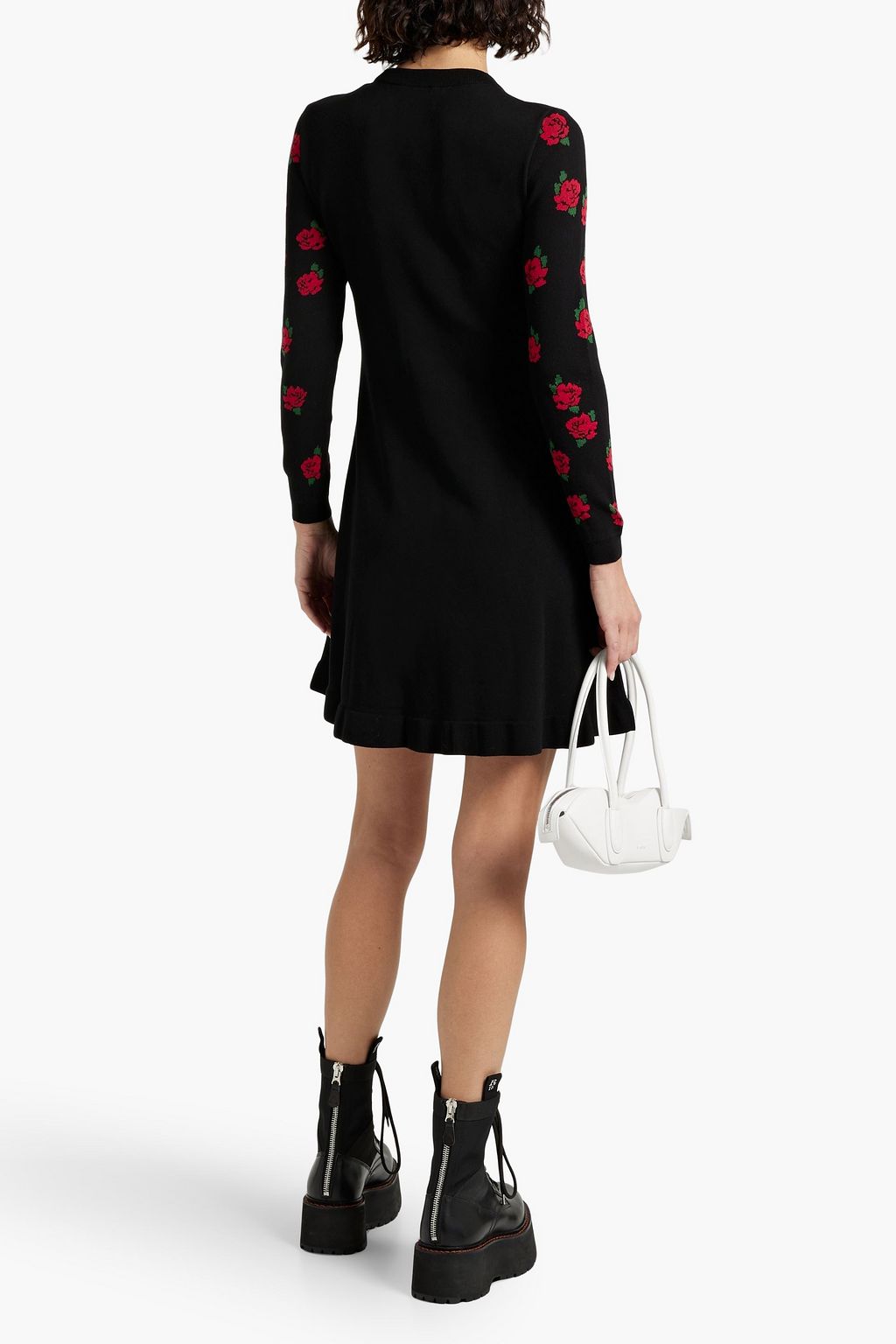 REDVALENTINO فستان قصير من نسيج بحبكة جاكار بتصميم مطرّز