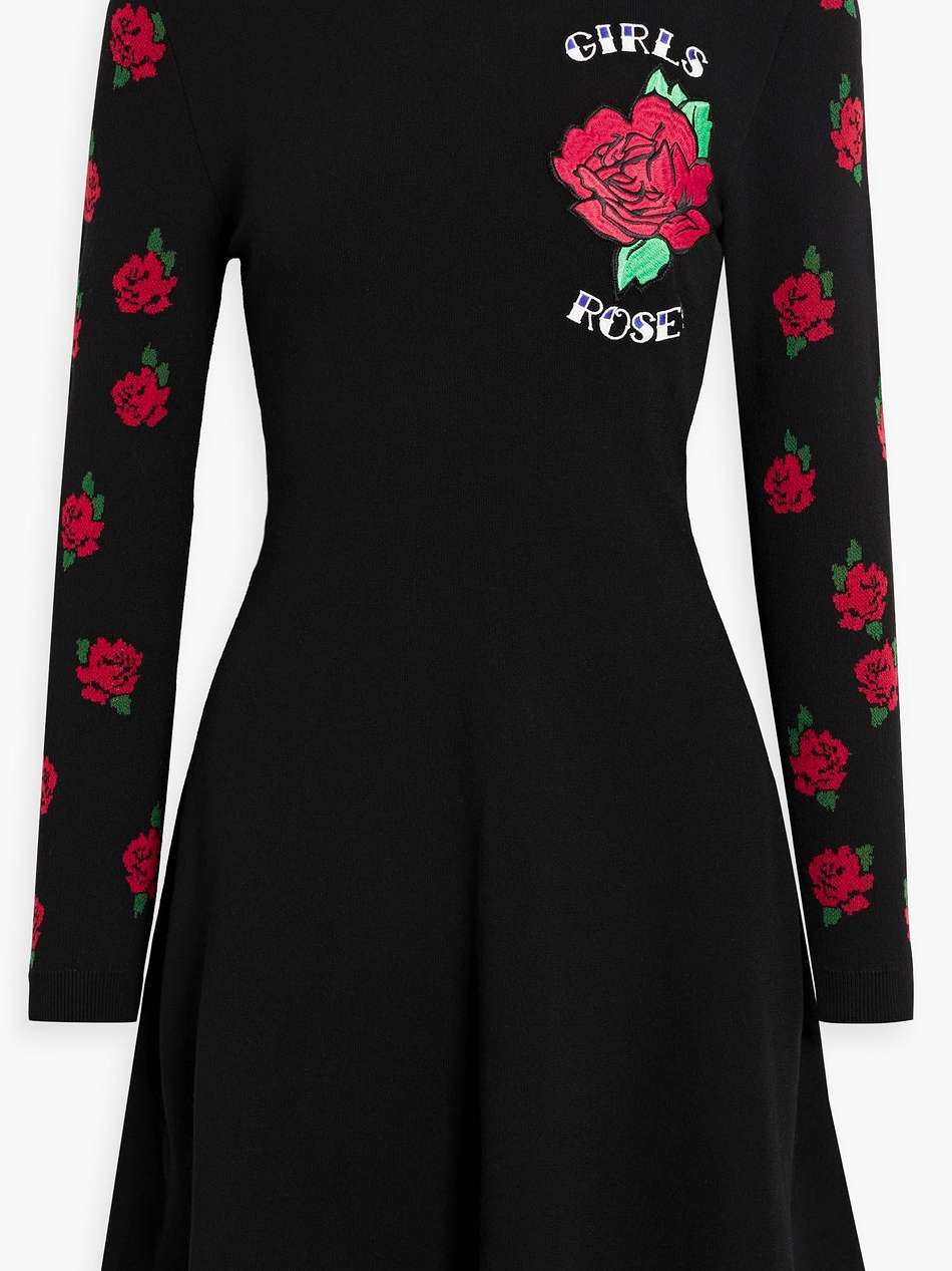 embroiderd jacquard-knit mini dress
