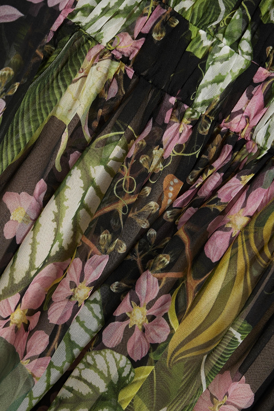 Oscar De La Renta Tiered Printed Silk-chiffon Mini Dress In Forest Green