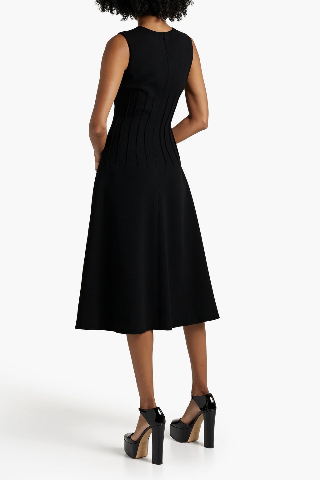 OSCAR DE LA RENTA 컷아웃 디테일 울 혼방 미디 드레스