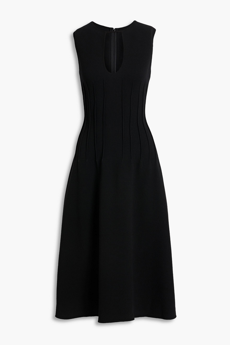 Oscar De La Renta Cutout Wool-blend Crepe Midi Dress In Black