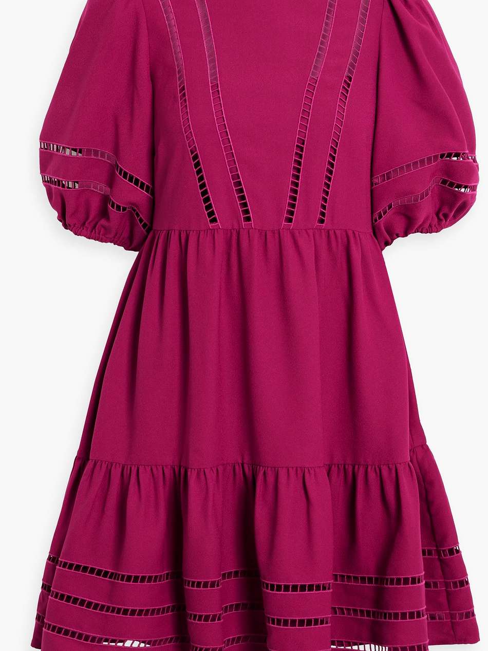 lattice-trimmed crepe mini dress