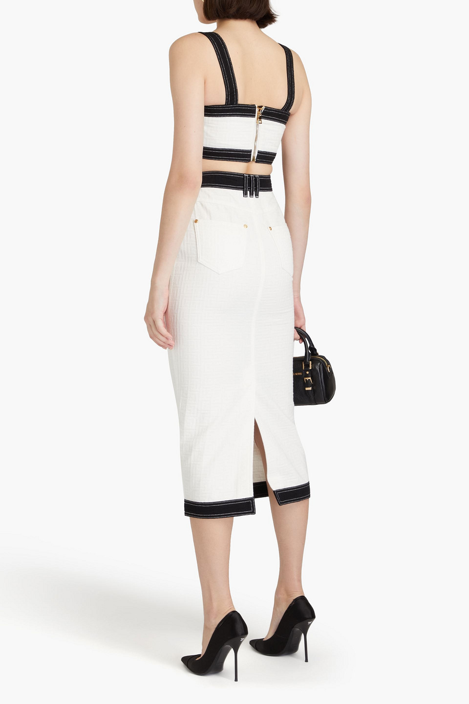  Balmain - Midirock Aus Baumwoll-jacquard - Weiß - Fr 34 