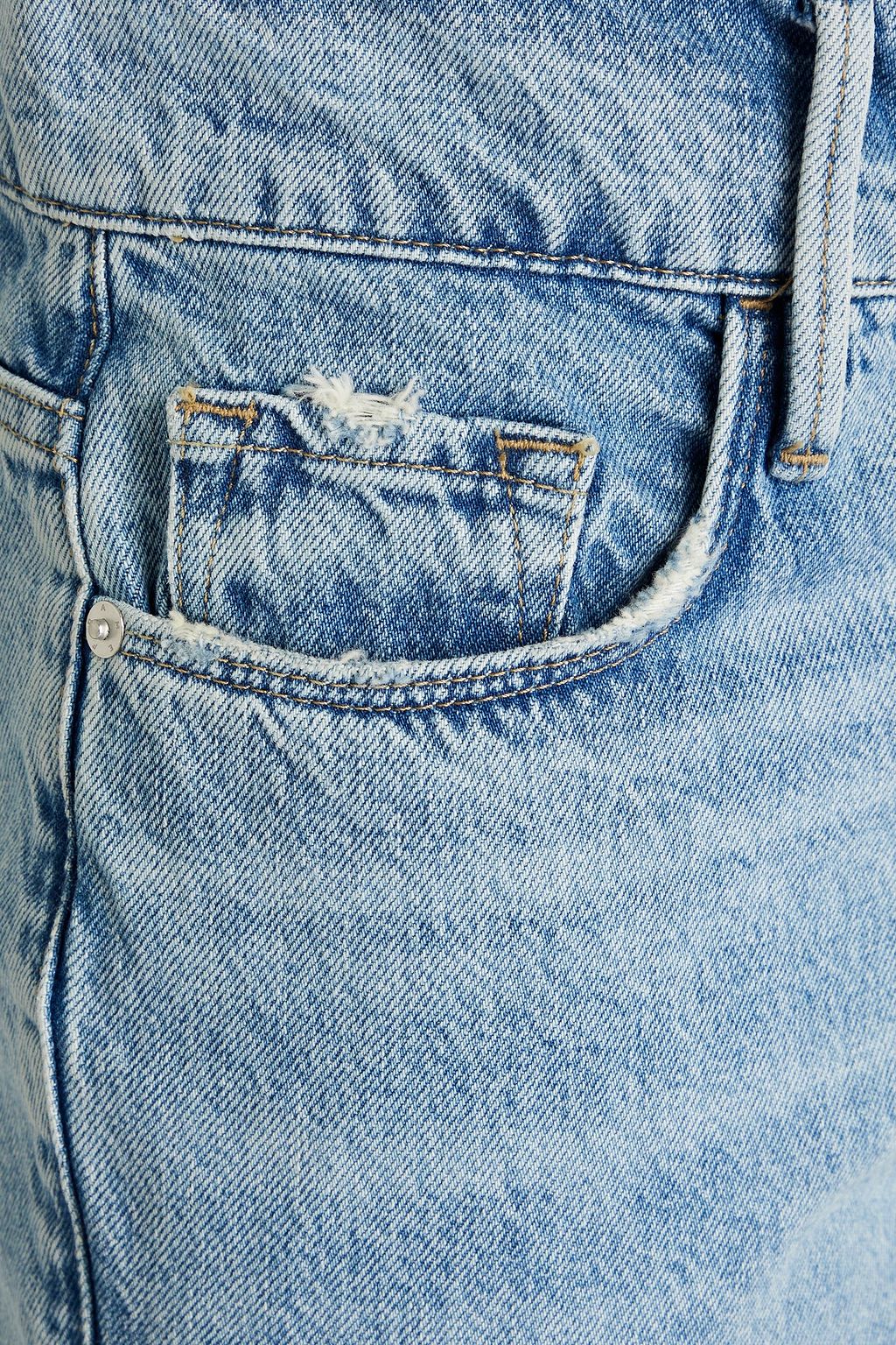 FRAME クロップド ハイライズ ストレートレッグジーンズ 色あせ加工