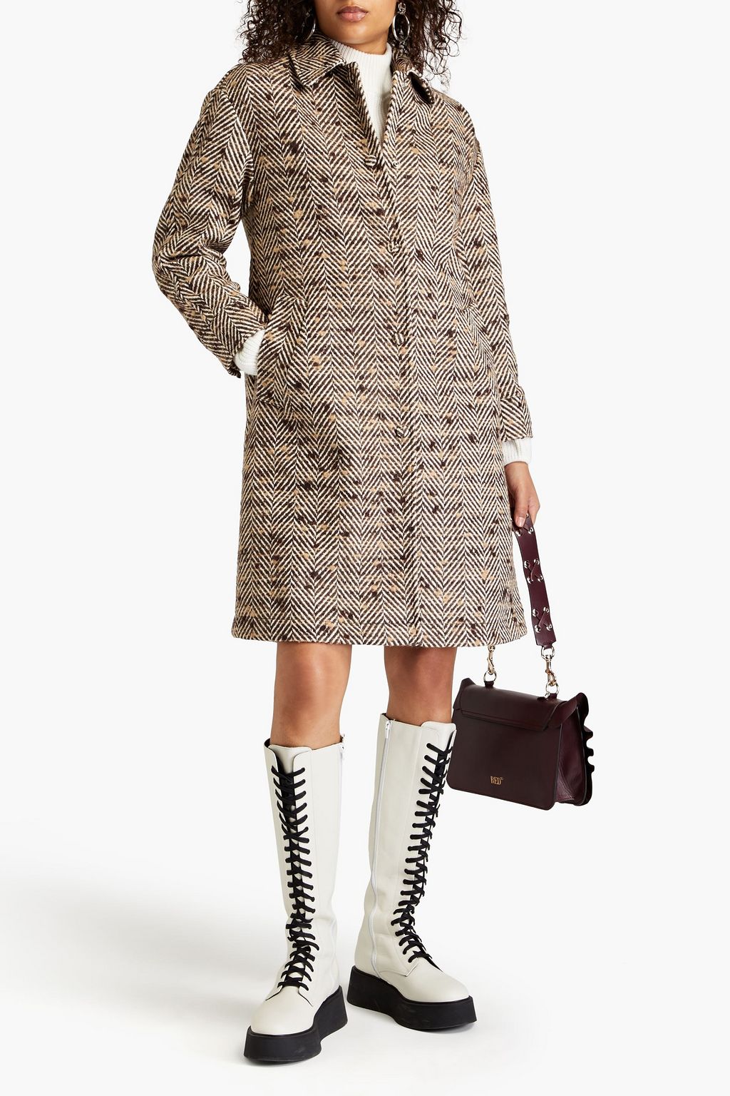 REDVALENTINO Herringbone bouclé-tweed coat