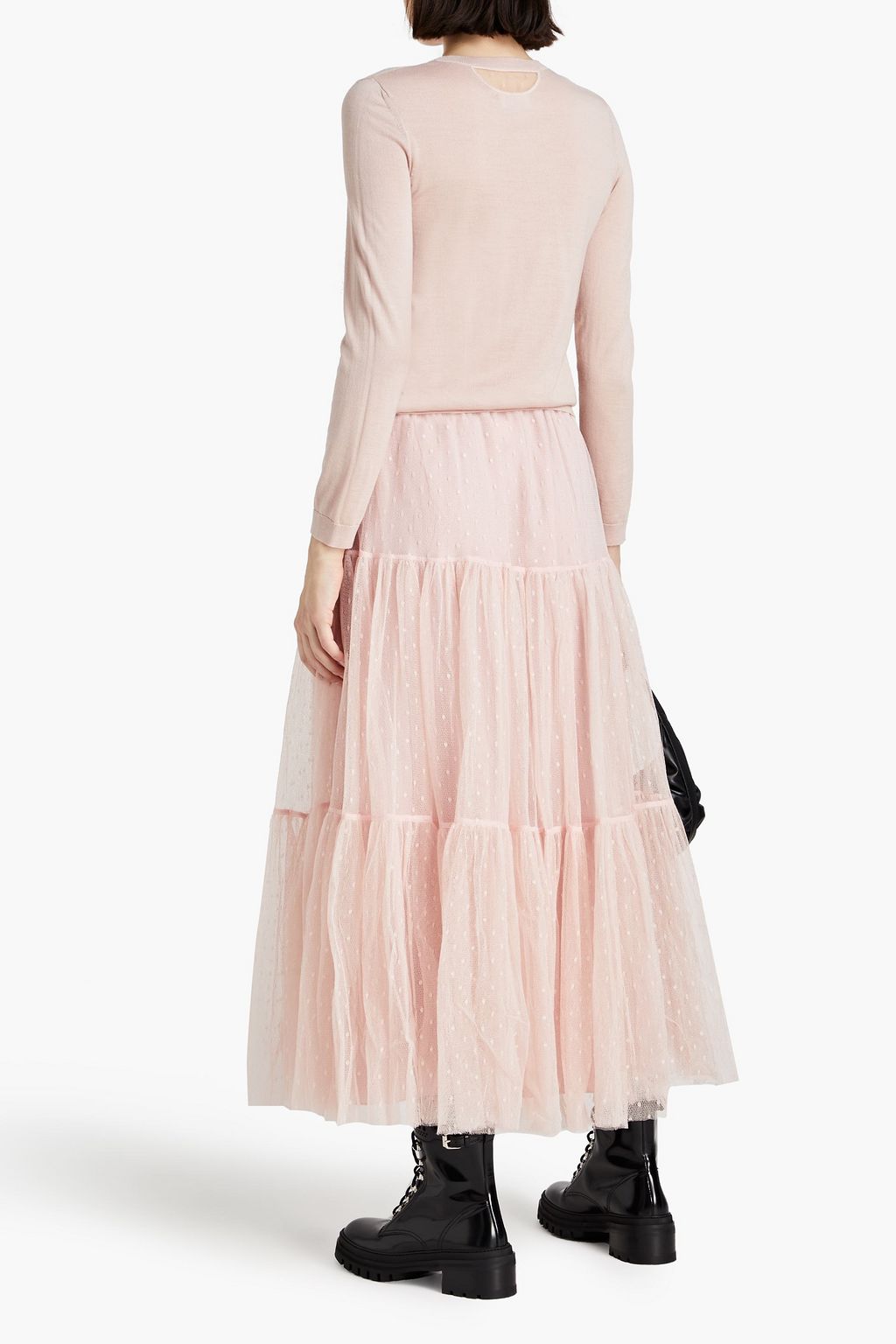 REDVALENTINO Tiered point d'espirit maxi skirt
