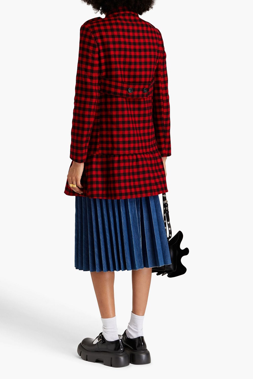 REDVALENTINO معطف من التويد المصنوع من مزيج الصوف بطبعة مربعات بصفين من الأزرار