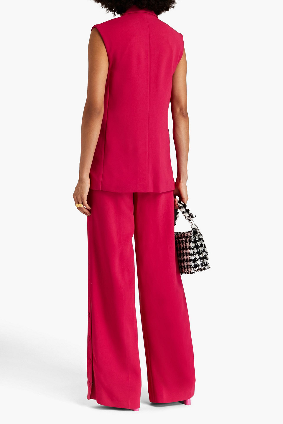 Red Valentino Double-breasted Crepe Vest In Magenta