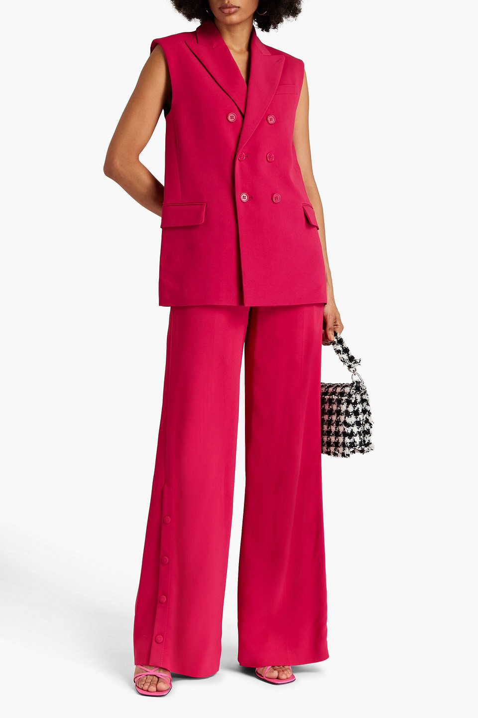 Red Valentino Double-breasted Crepe Vest In Magenta