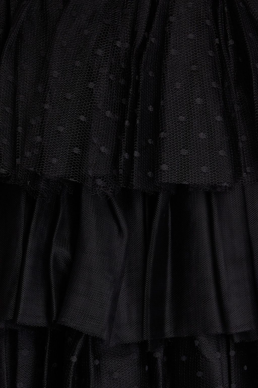 REDVALENTINO 러플 디테일 푸앵 데스프리 & 튤 티어드 미디 스커트