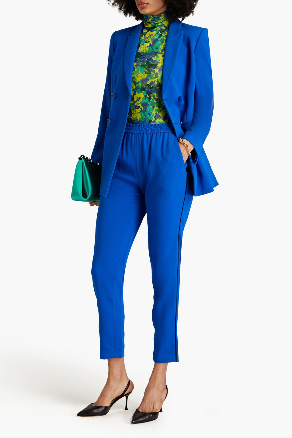 Red Valentino Stretch-crepe Tapered Pants In Bright Blue