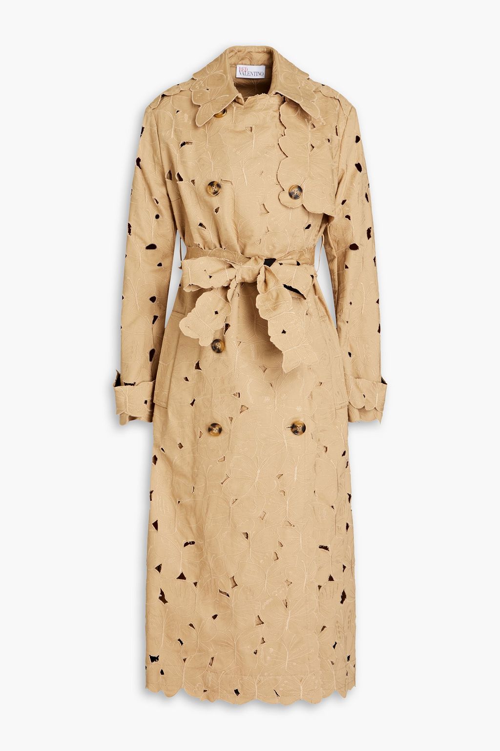 REDVALENTINO Laser-cut cotton-twill trench coat | THE OUTNET