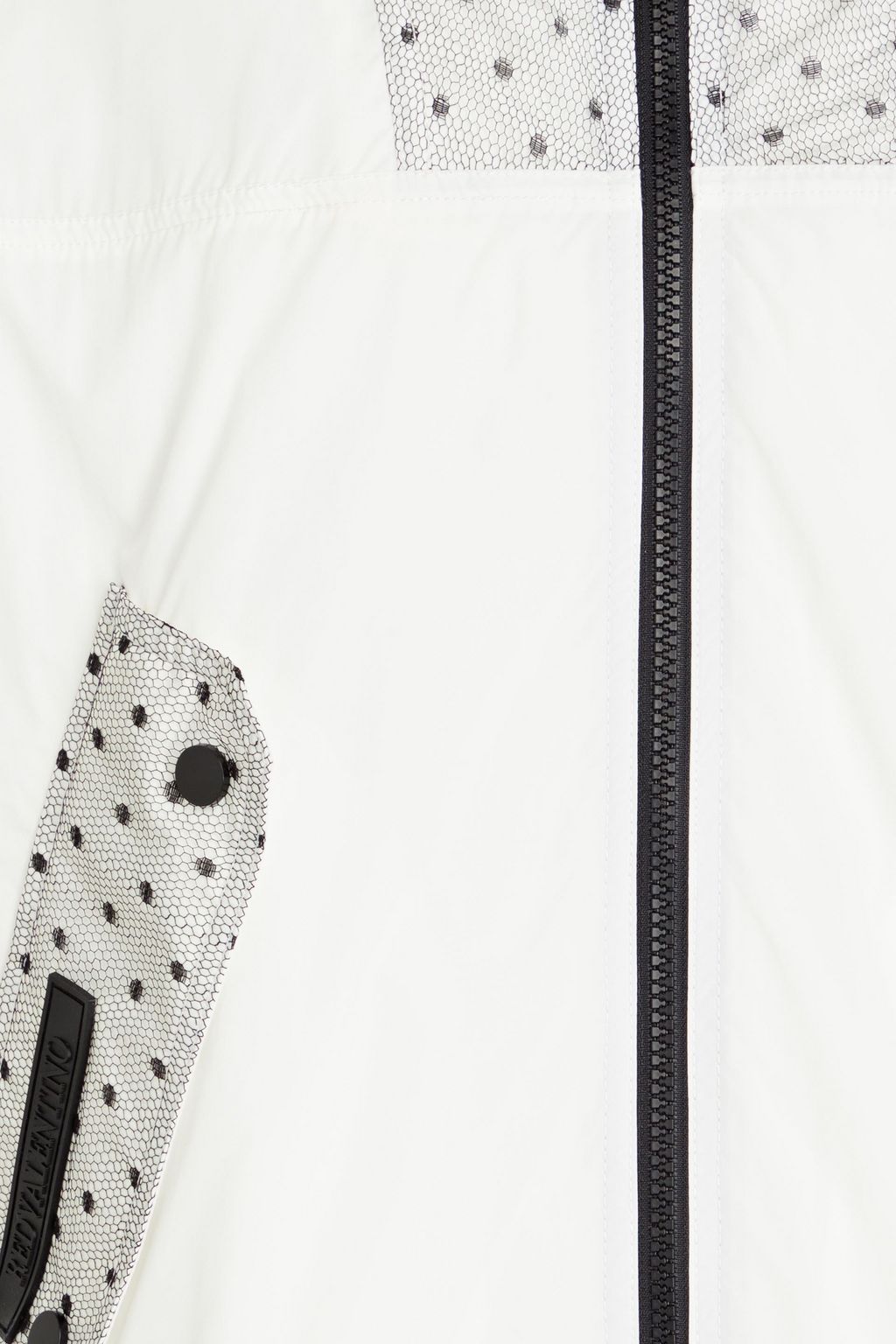 REDVALENTINO Appliquéd point d'espirit and shell hooded jacket