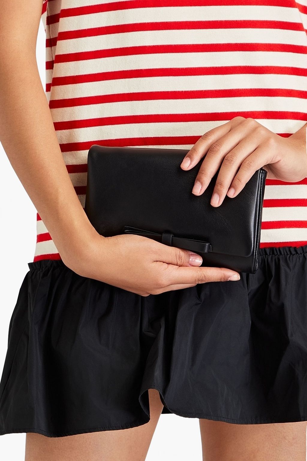 RED(V) Bow-embellished leather clutch