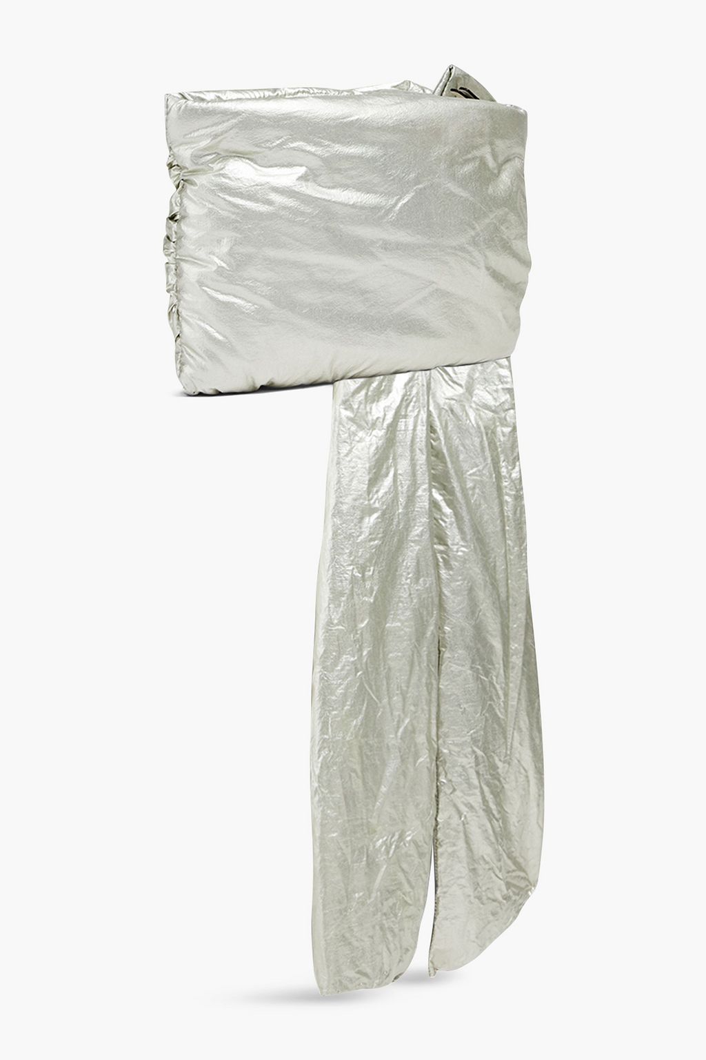 RED(V) Bow-embellished coated metallic shell clutch