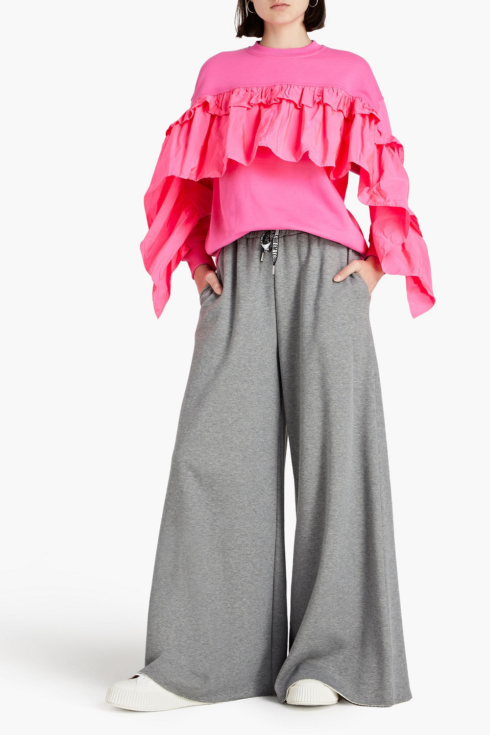 Redvalentino - Oversized-sweatshirt Aus Frottee Aus Einer Baumwollmischung Mit Tafteinsatz - Pink - Xs 