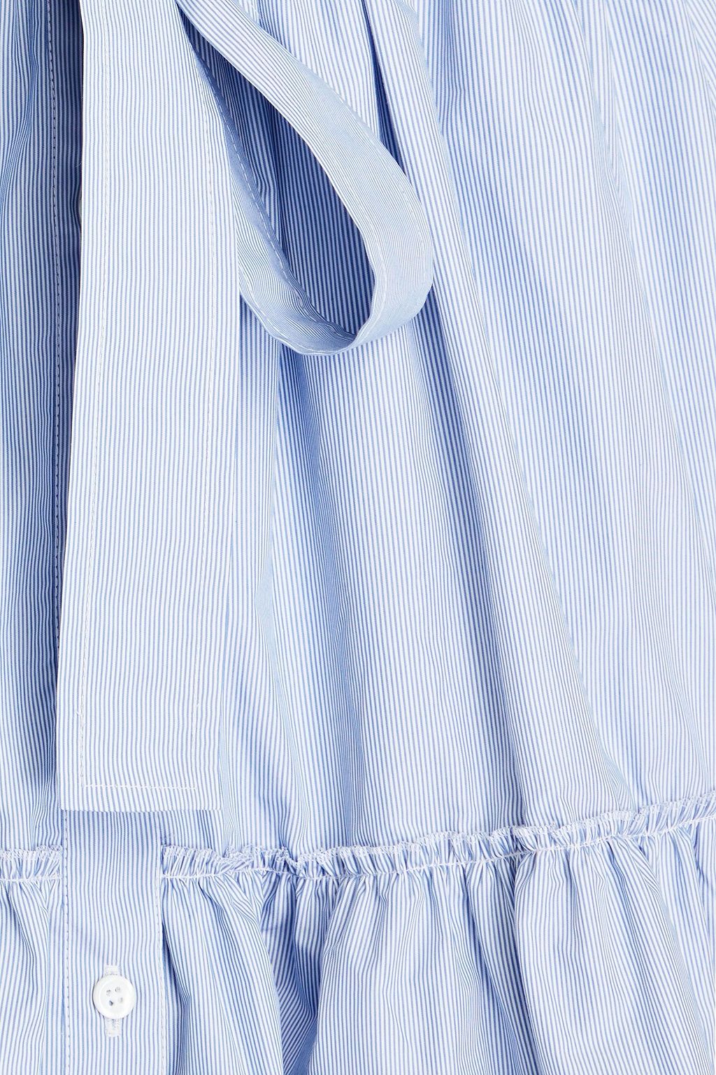 REDVALENTINO Gestuftes Hemdkleid in Minilänge aus Popeline aus einer Baumwollmischung mit Streifen