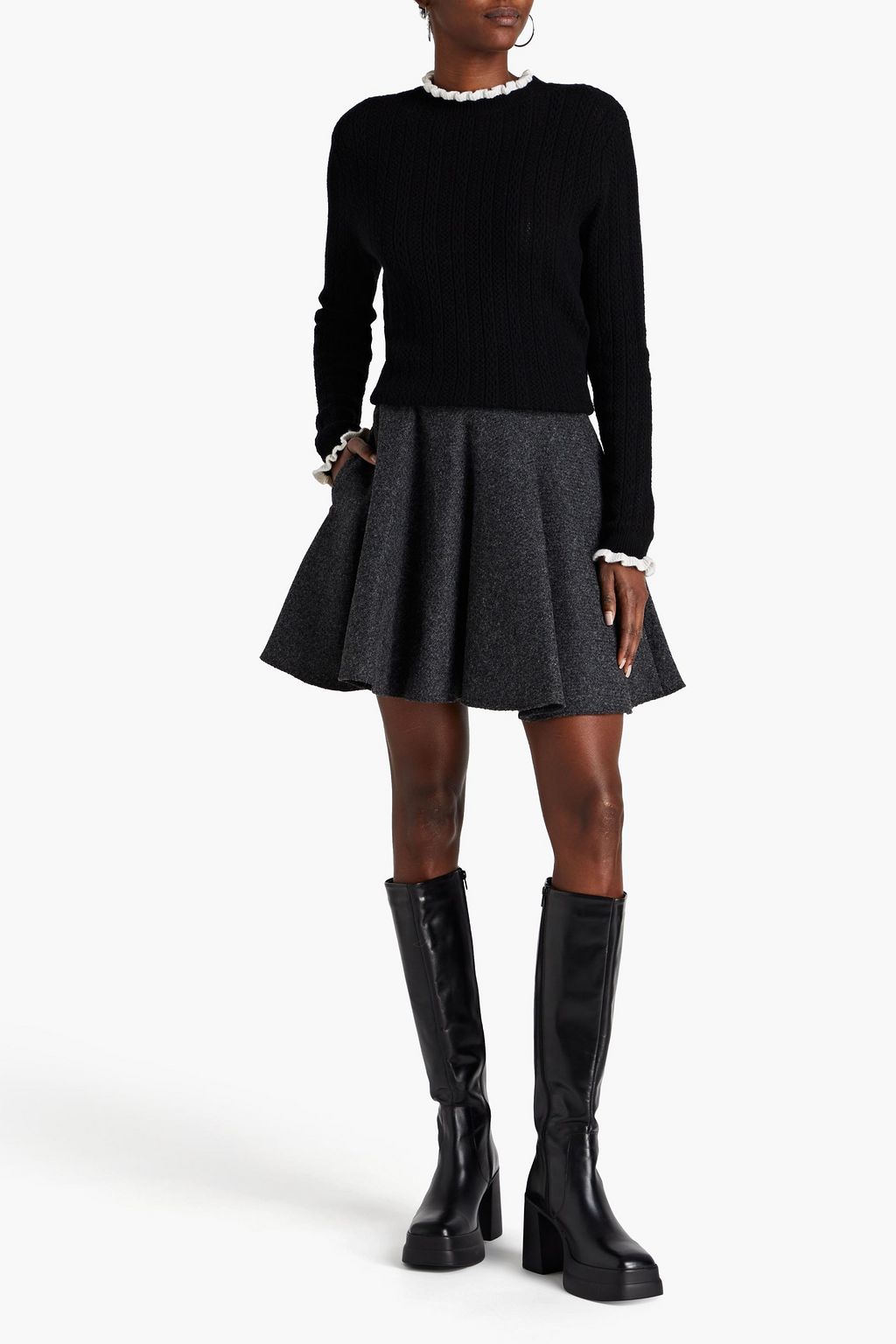 REDVALENTINO Brushed wool-felt mini skirt