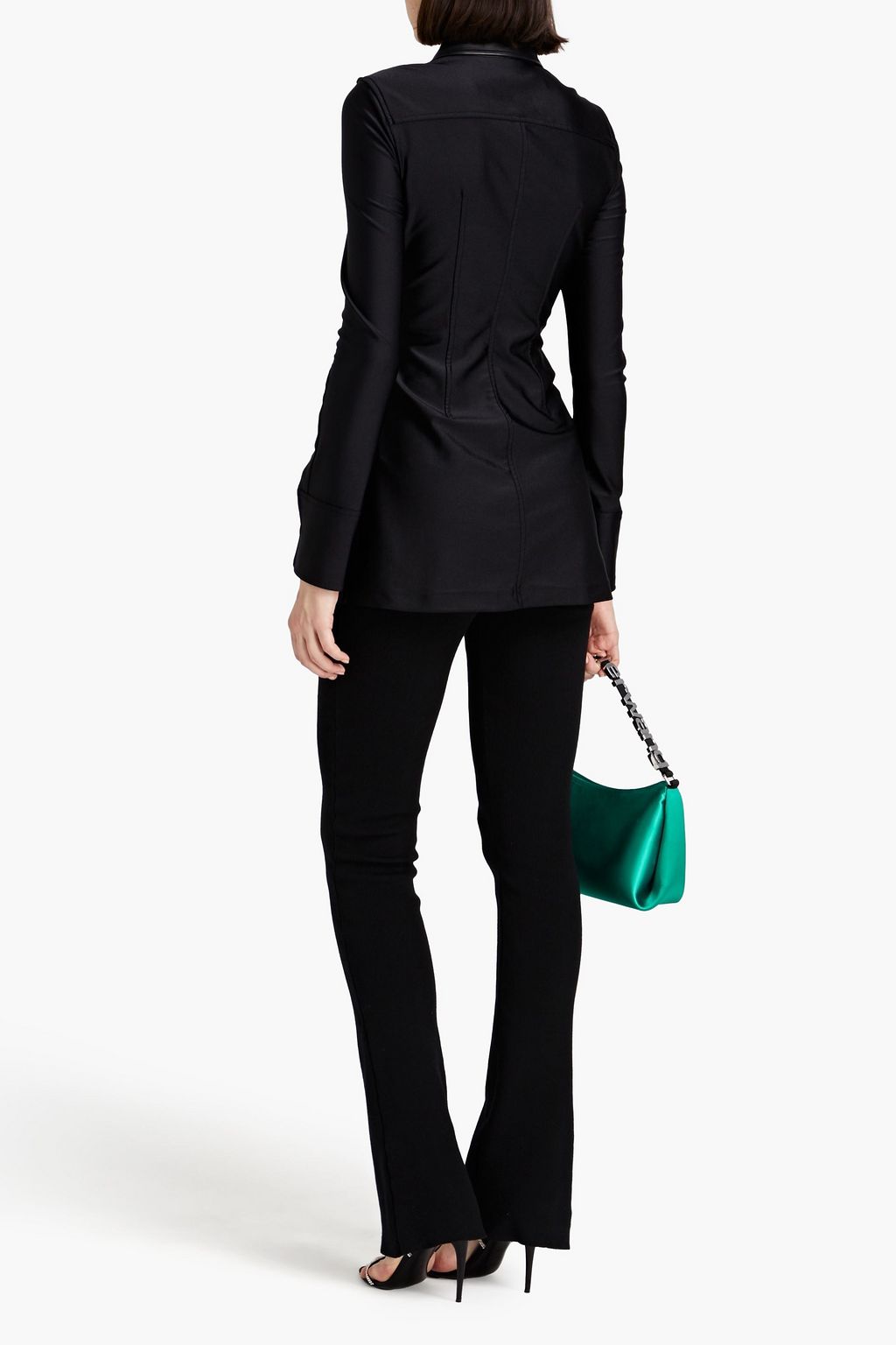 ALEXANDER WANG Leather-paneled stretch-jersey shirt