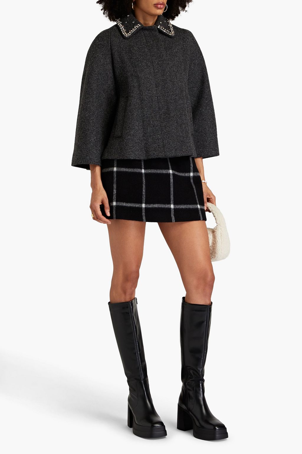 REDVALENTINO Crystal-embellished wool-felt coat