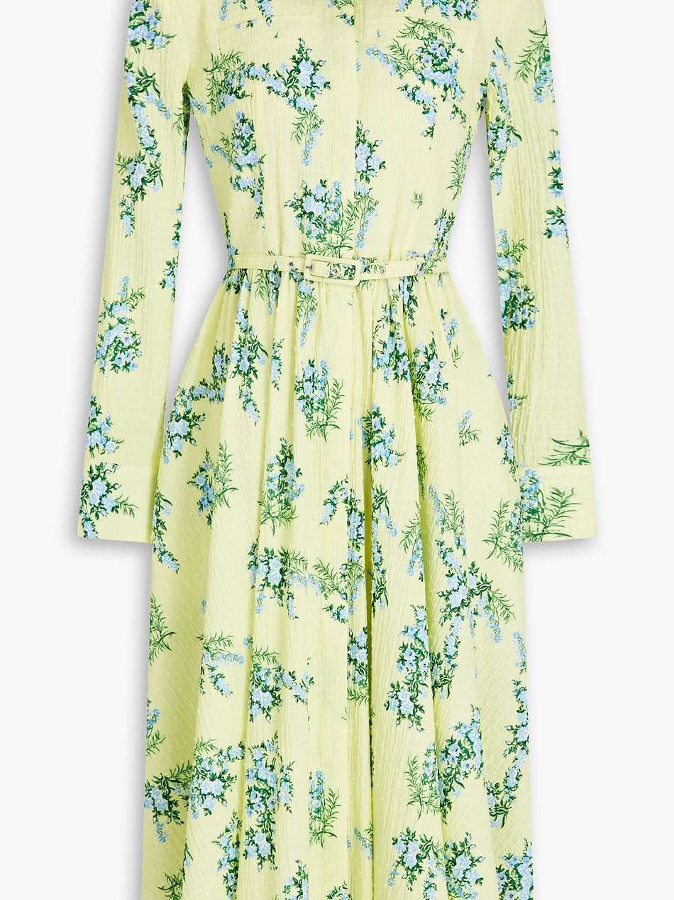 aisha floral-print swiss-dot cotton-blend shirt dress