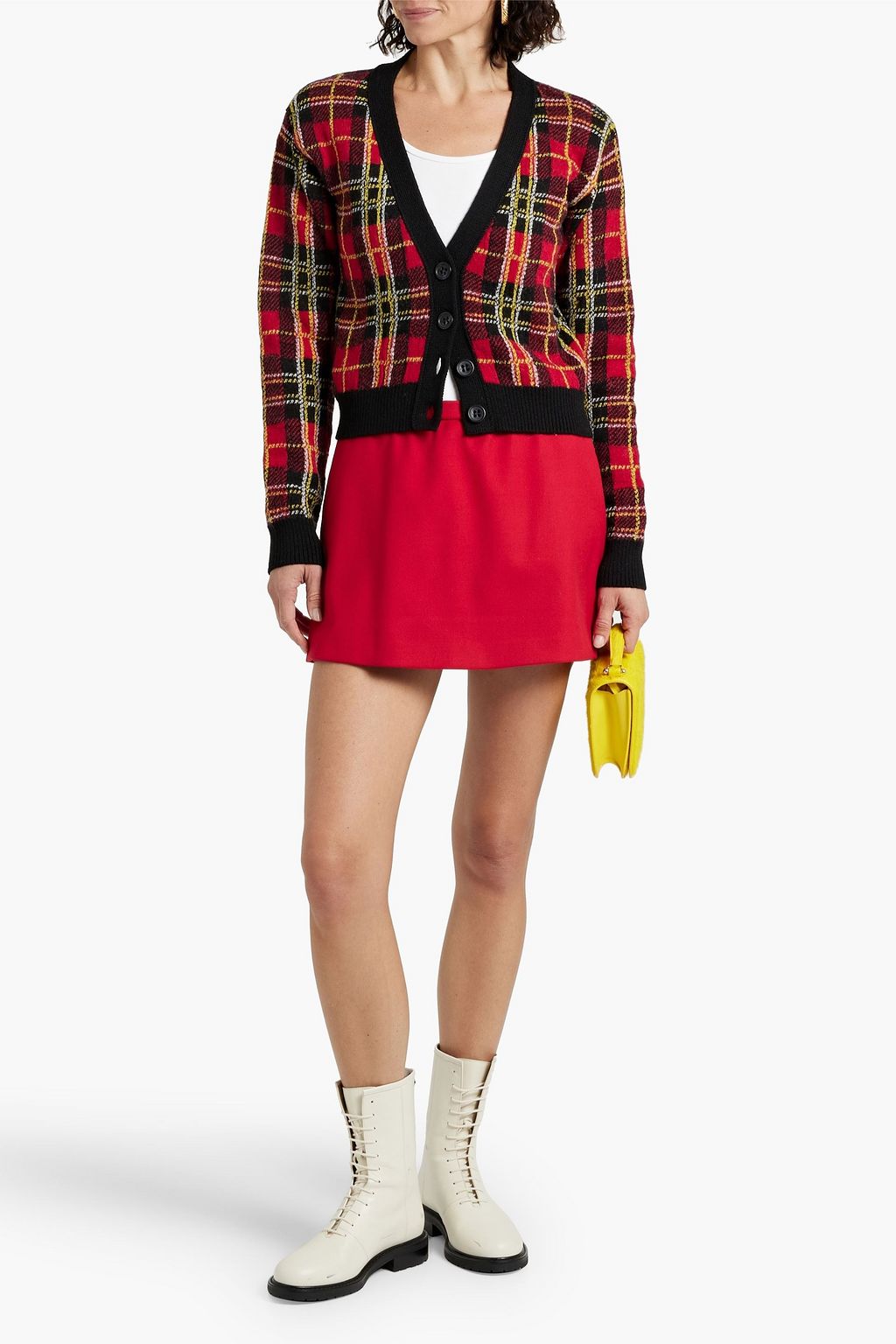 REDVALENTINO كارديغان من الصوف بحبكة جاكار بنقشة مربعات