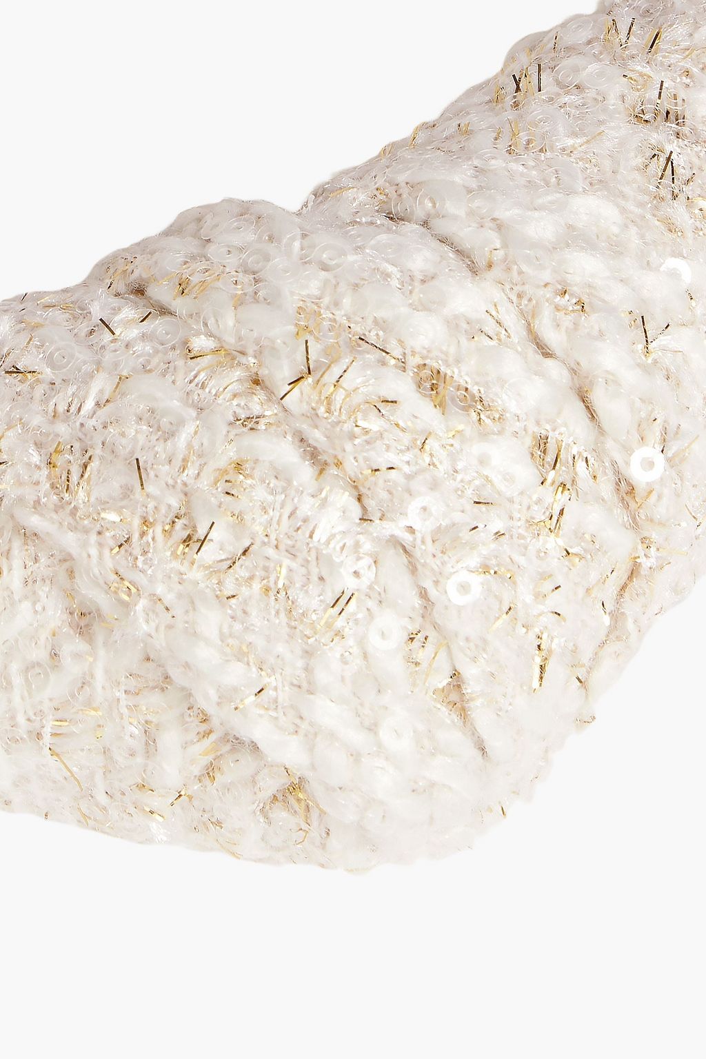 EUGENIA KIM Knotted embellished tweed and tinsel headband