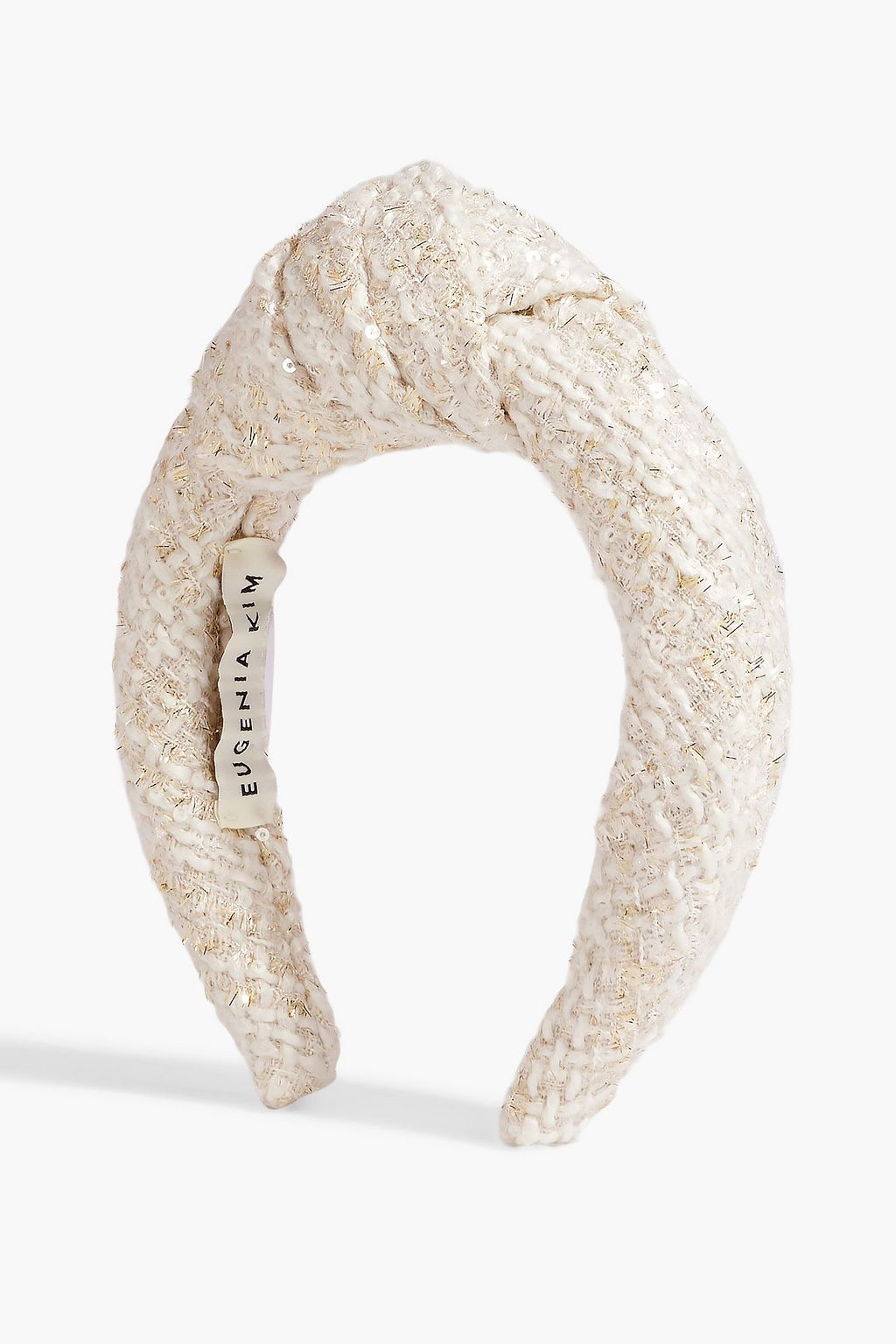 EUGENIA KIM Knotted embellished tweed and tinsel headband