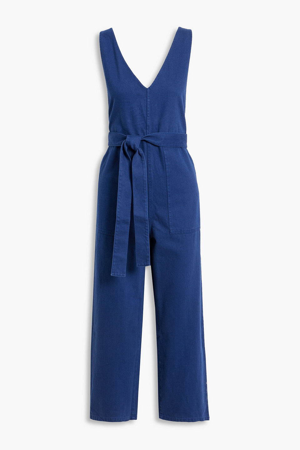 Shop Alex Mill Ollie Cropped Denim Jumpsuit In Indigo