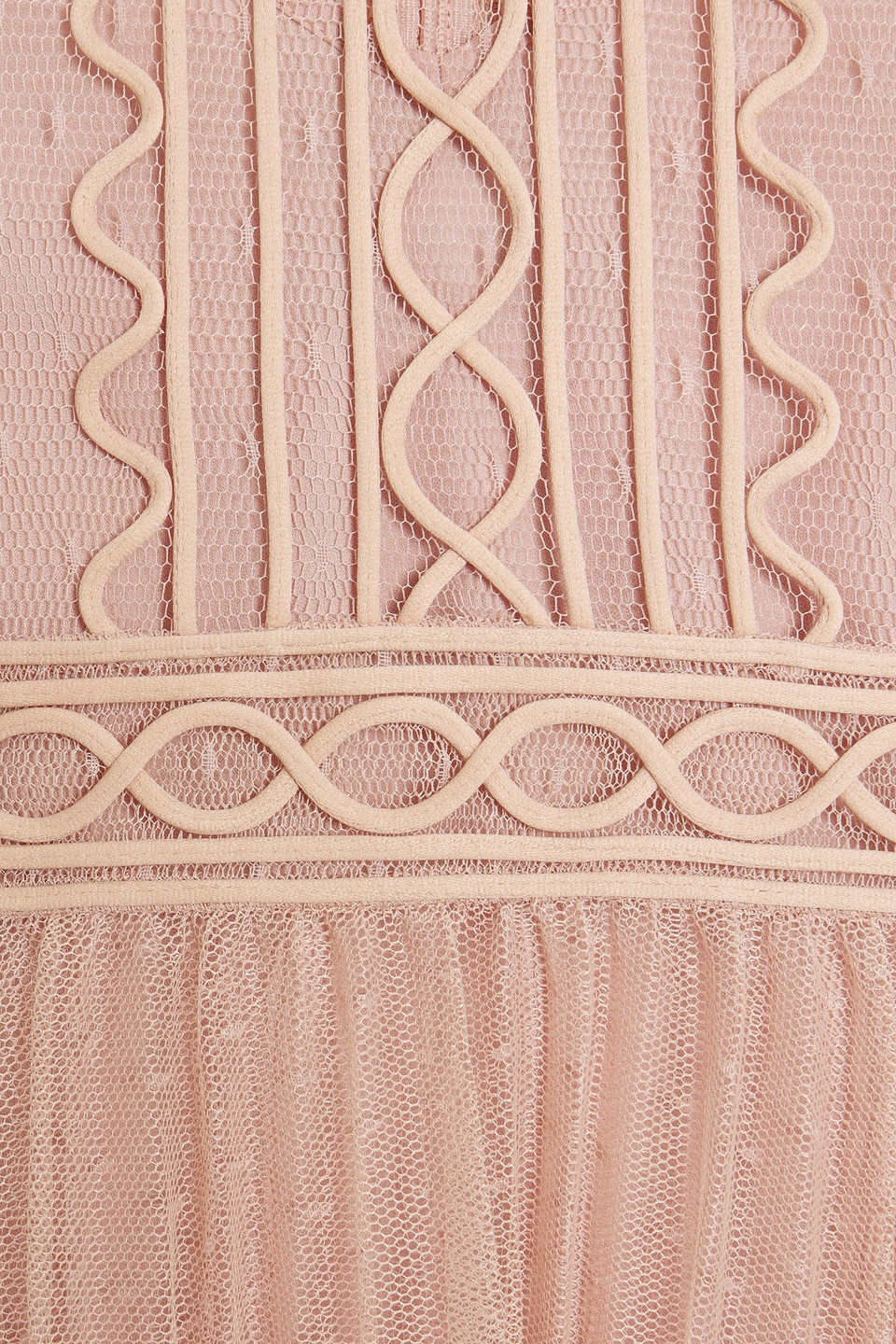 Red Valentino Satin-trimmed Pleated Point D'esprit Mini Dress In Blush