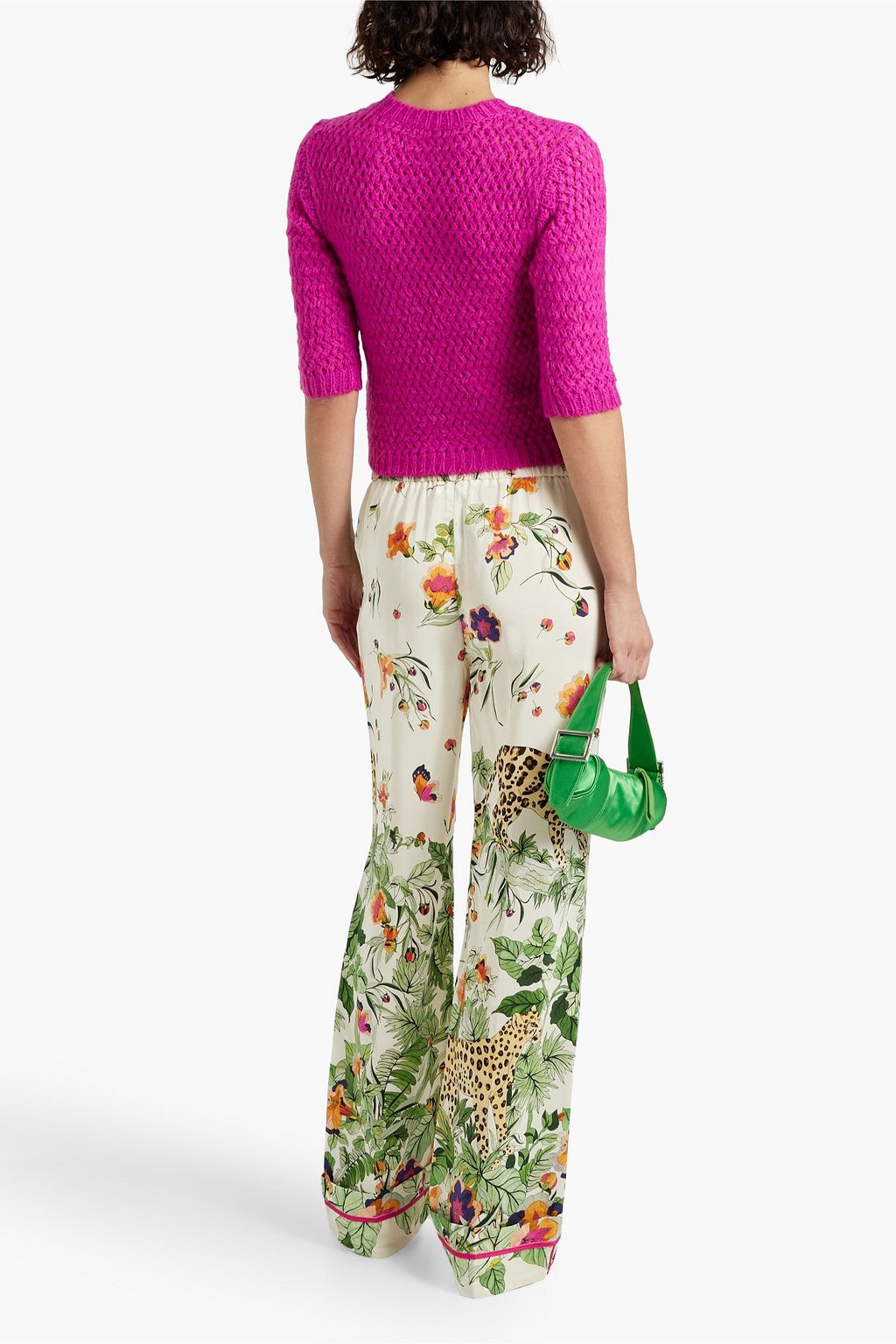 REDVALENTINO Printed silk wide-leg pants