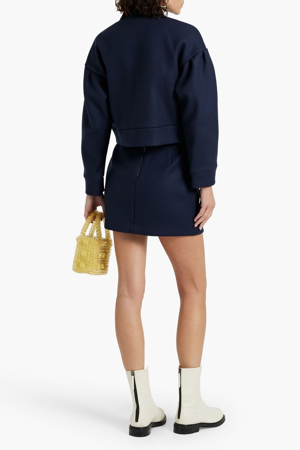 REDVALENTINO Cropped wool-blend felt bomber jacket