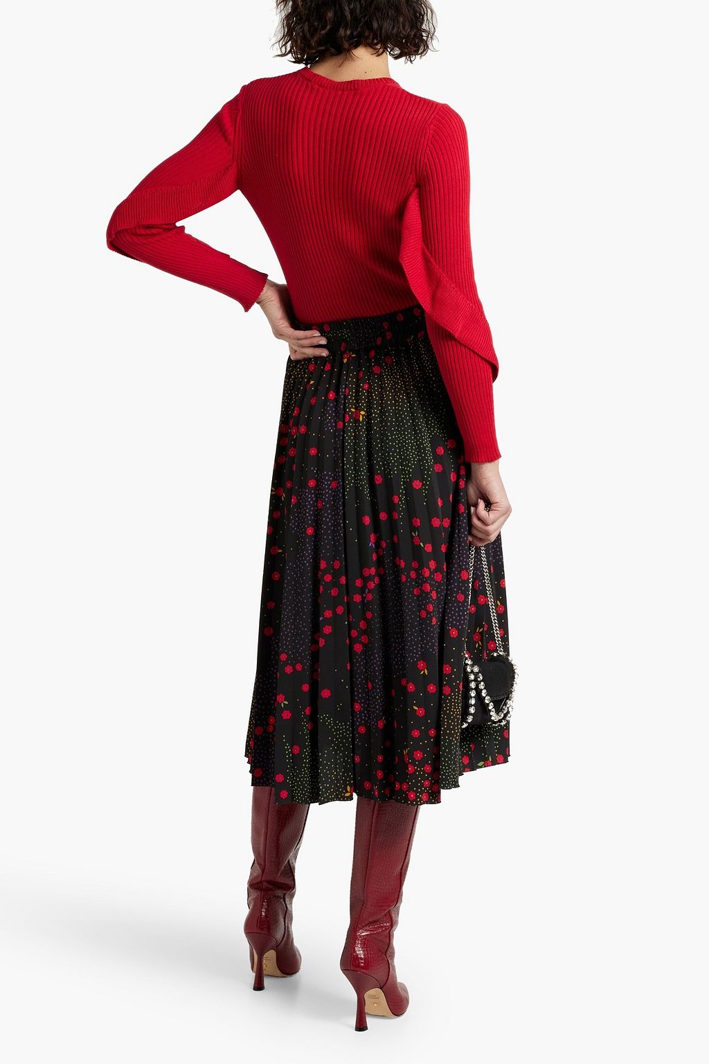 REDVALENTINO Gerippter Pullover aus Baumwolle mit Rüschen